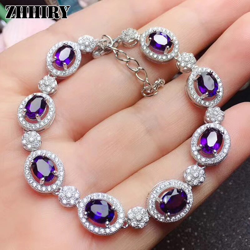ZHHIRY Natural Purple Amethyst Gemstone 925 Sterling Silver Bracelet For Women Genuine Stone Bracelets Fine Jewelry
ZHHIRY Natural Purple Amethyst Gemstone 925 Sterling Silver Bracelet For Women Genuine Stone Bracelets Fine Jewelry