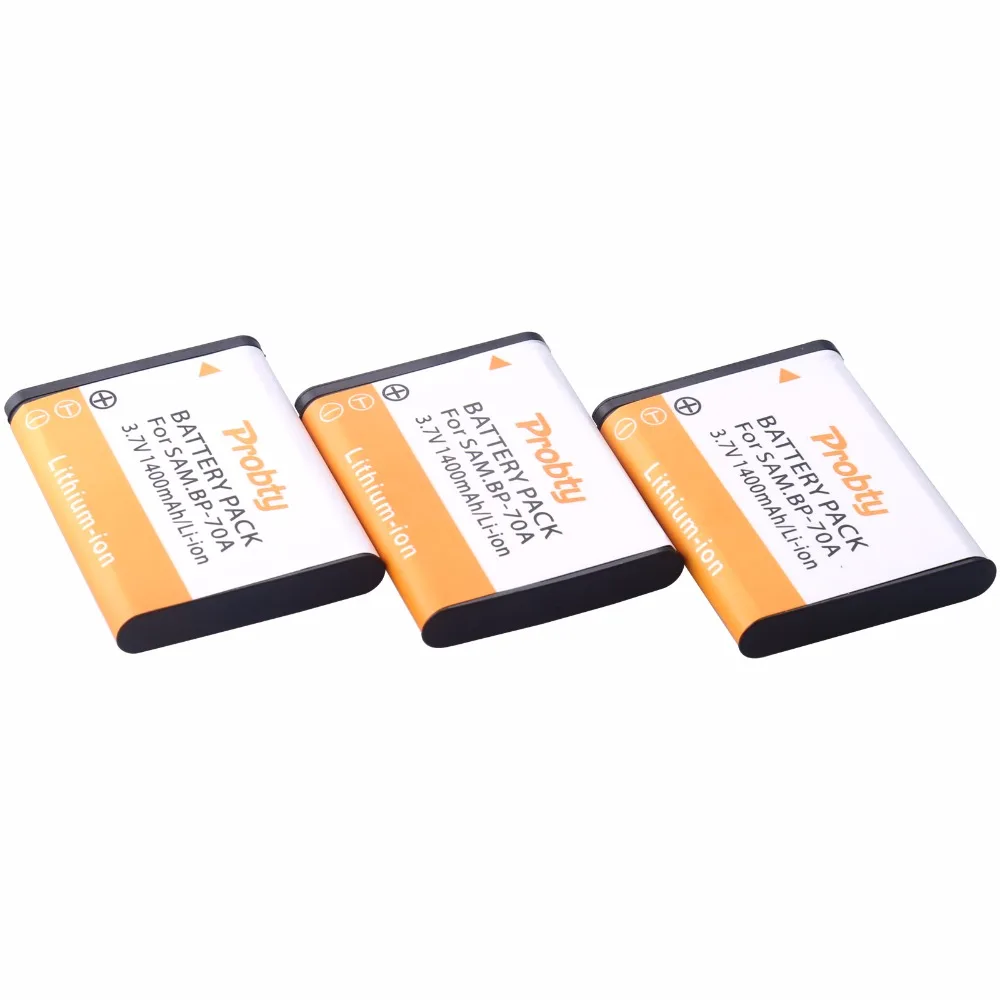 Аккумуляторы Probty 3x BP 70A BP70A для Samsung ES65 ES67 ES70 ES71 PL100 PL101 PL120 PL121 SL50 SL600 SL605 SL630 TL105