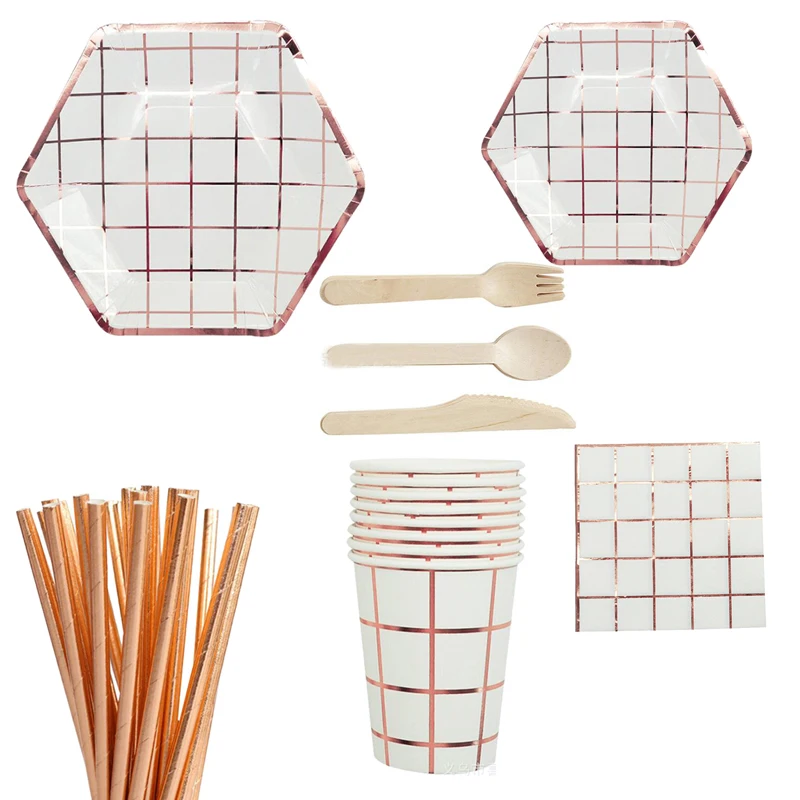 Одноразовая посуда для свадьбы, дня рождения, цвета розового золота
Одноразовая посуда для свадьбы, дня рождения, цвета розового золота