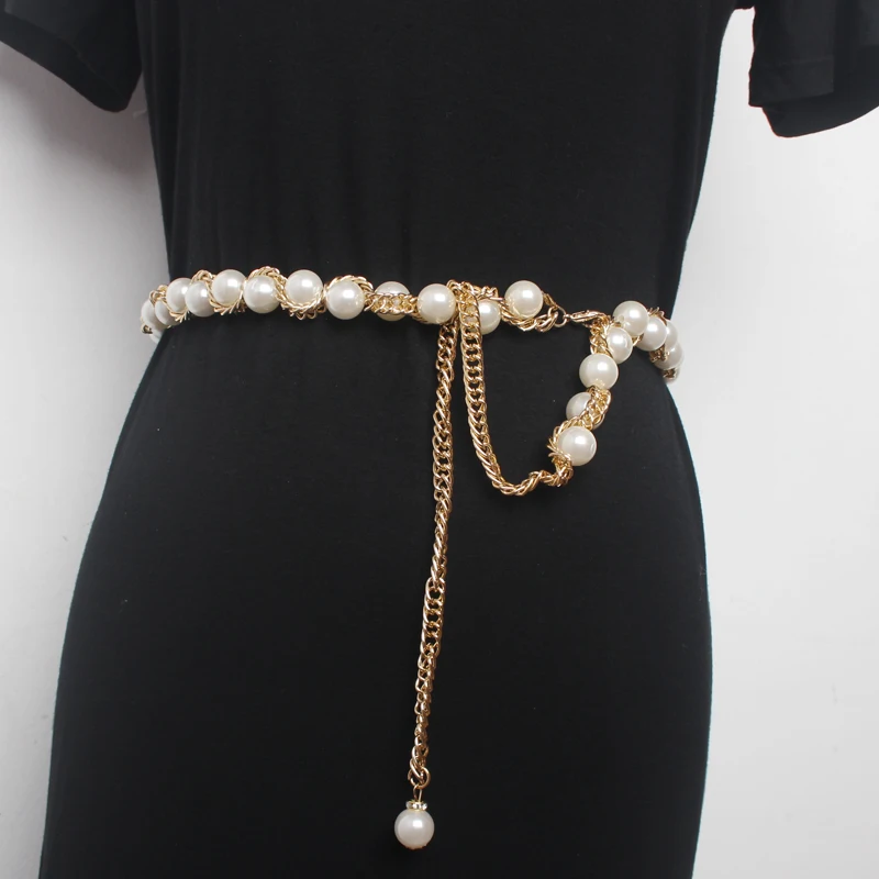 New Girls gold silver Metal Waist Belt Body Chain Imitation Pearl Beads Waist Dress Chain Female ceinture luxury Belt For Women
New Girls gold silver Metal Waist Belt Body Chain Imitation Pearl Beads Waist Dress Chain Female ceinture luxury Belt For Women