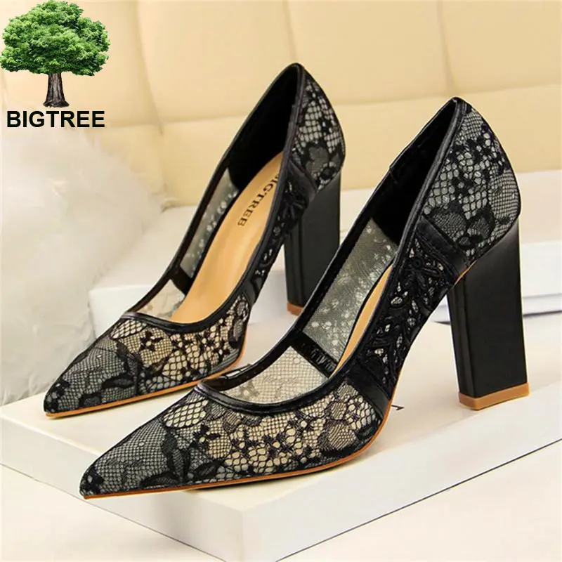 BIGTREE 2018 New Square Heel Sexy Cut-Outs Solid Lace Women Pumps Pointed Toe Shallow High Heels Shoes Women's OL Office Shoes
BIGTREE 2018 New Square Heel Sexy Cut-Outs Solid Lace Women Pumps Pointed Toe Shallow High Heels Shoes Women's OL Office Shoes