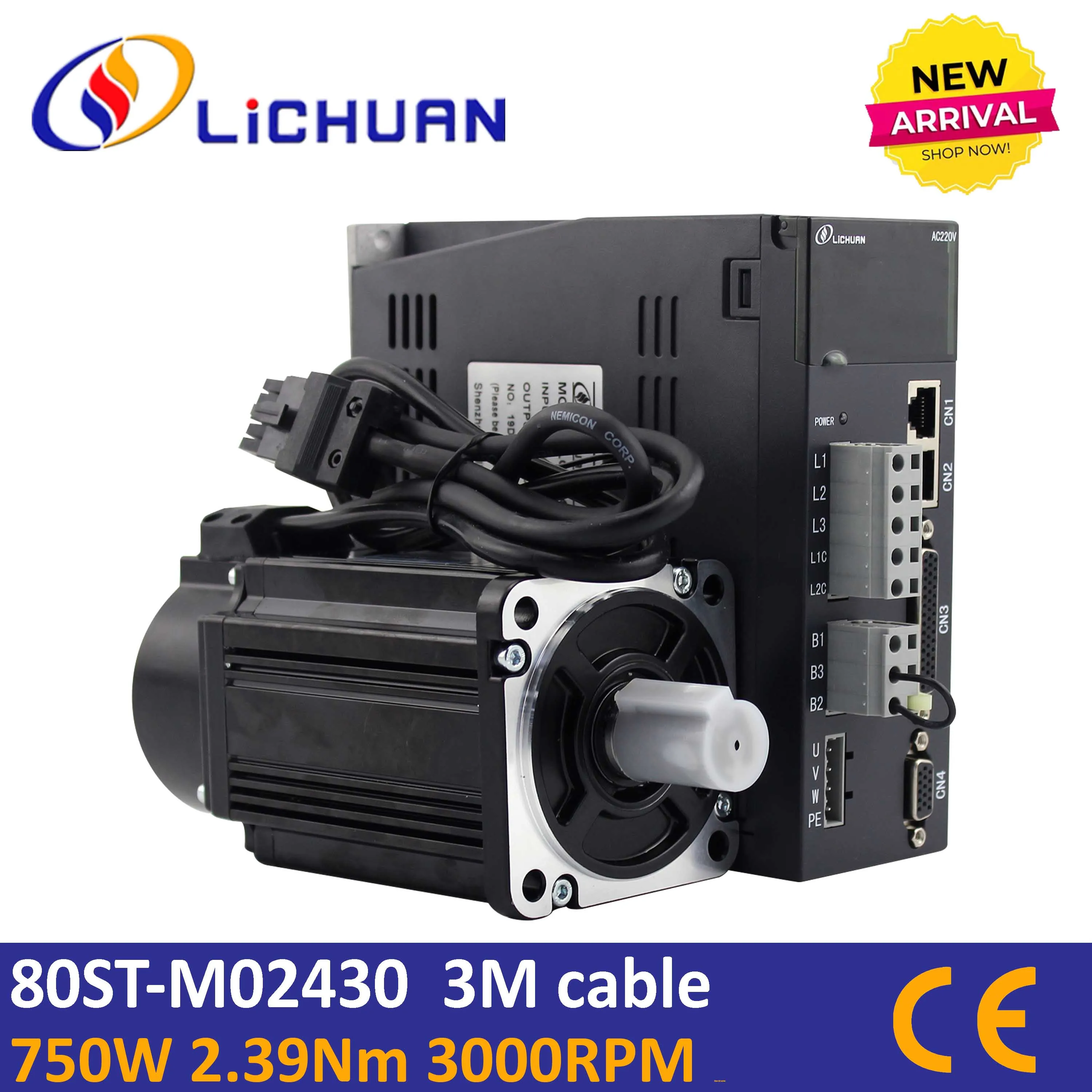 Фланцевый Серводвигатель Lichuan 80st M02430 750 Вт 80 220 нм с приводным серводвигателем В