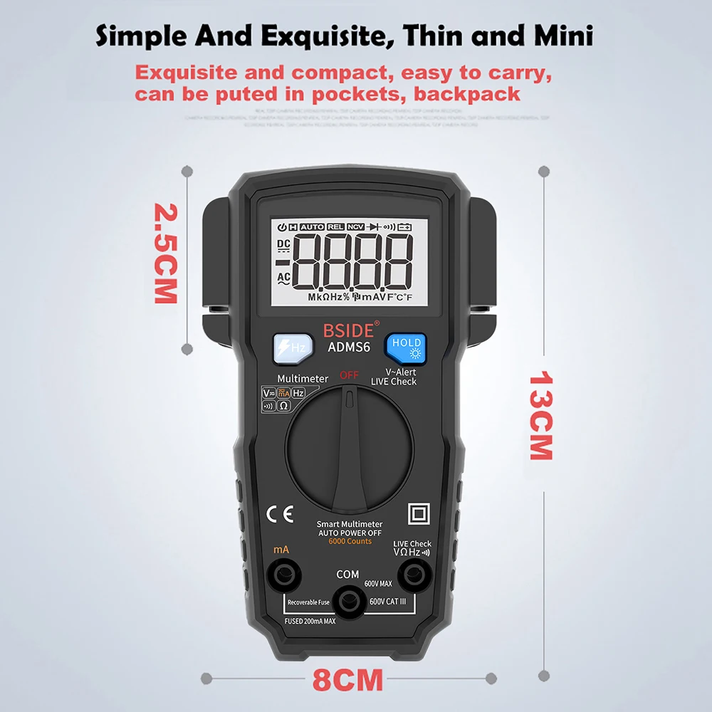 KKMOON Digital Multimeter Auto Range 6000 Counts DC/AC Voltage Tester DMM Automatic ohm Hz V-Alert Test
KKMOON Digital Multimeter Auto Range 6000 Counts DC/AC Voltage Tester DMM Automatic ohm Hz V-Alert Test