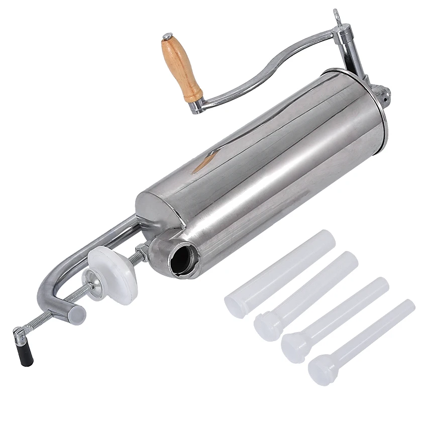 1pc 4L Stainless steel Commercial Household Manual Vertical Sausage Filler Machine with 1.3,1.9,2.2 CM plastic pipe
1pc 4L Stainless steel Commercial Household Manual Vertical Sausage Filler Machine with 1.3,1.9,2.2 CM plastic pipe