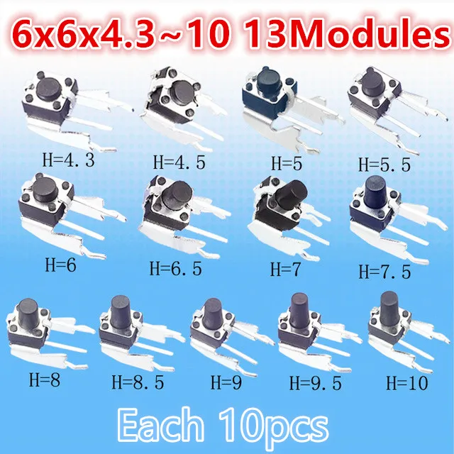130pcs Assorted Micro Tactile Push Button Touch Tact Switch Kit 6x6x4.3~13 DIP Big Horizontal Stand Electrical appliances Repair
130pcs Assorted Micro Tactile Push Button Touch Tact Switch Kit 6x6x4.3~13 DIP Big Horizontal Stand Electrical appliances Repair