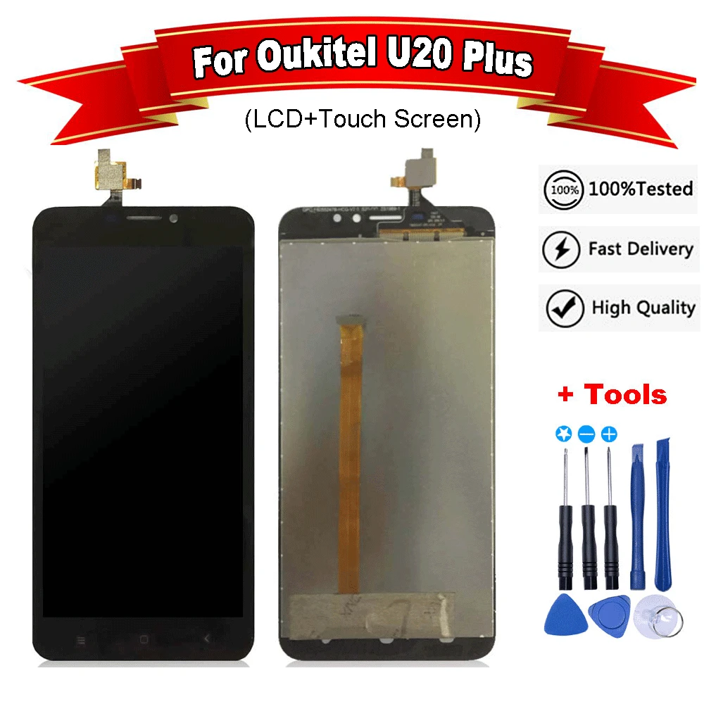 ЖК дисплей и сенсорный экран для Oukitel U20 Plus дигитайзер в сборе запасные части u20 plus