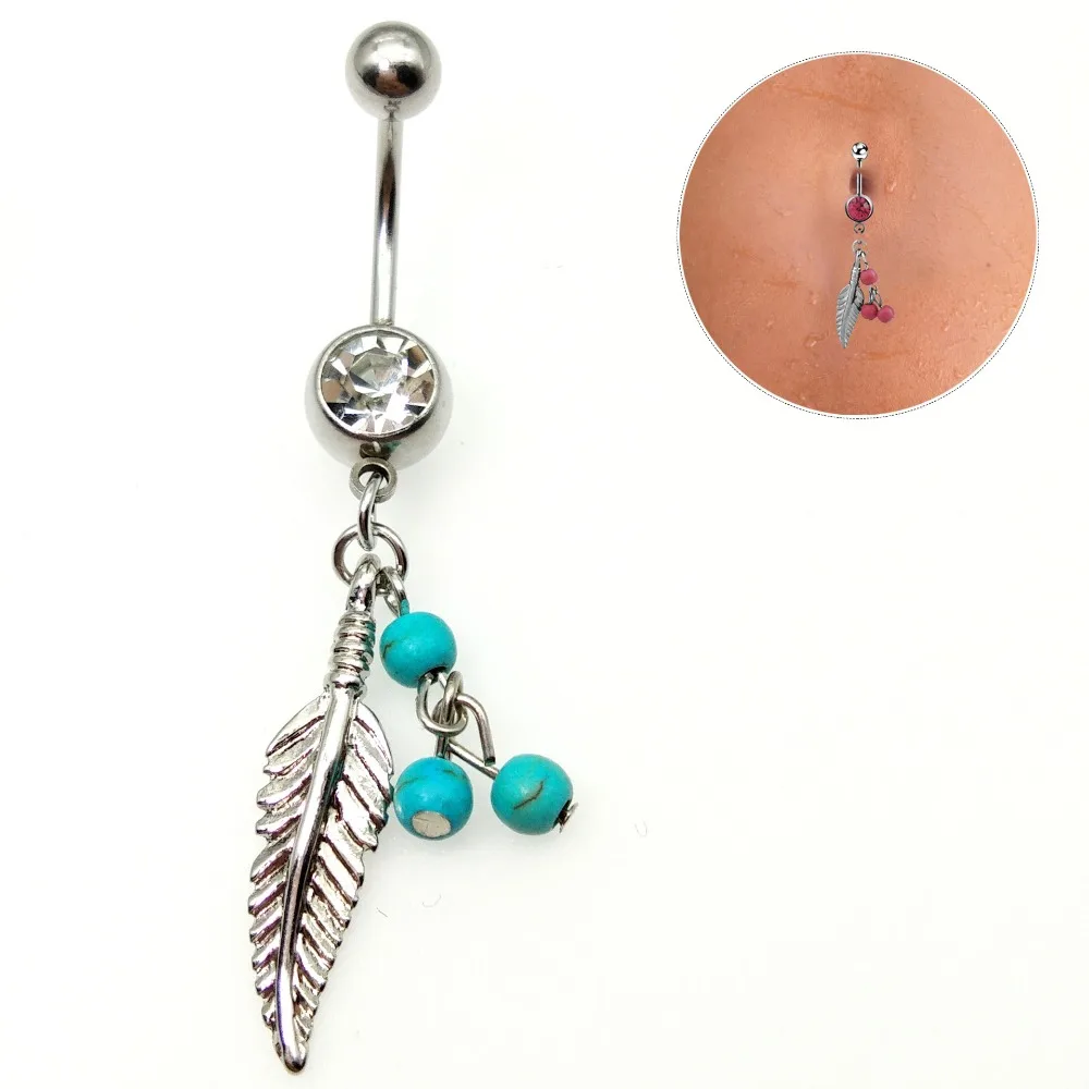 1PC Bohemian Feathers & Blue Turquoises Beads 14g (1.6mm) Navel Blue Belly Ring Piercing Jewelry Accessories
1PC Bohemian Feathers & Blue Turquoises Beads 14g (1.6mm) Navel Blue Belly Ring Piercing Jewelry Accessories