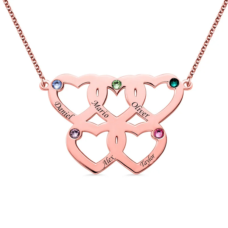 AILIN Engraved Female Five Hearts Necklace With Birthstones In Rose Gold Color For Her Mother's Day Gift Heart Jewelry For Mom
AILIN Engraved Female Five Hearts Necklace With Birthstones In Rose Gold Color For Her Mother's Day Gift Heart Jewelry For Mom