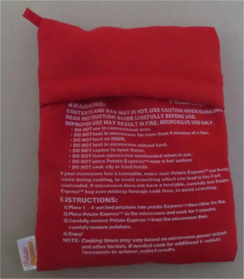 New Red Washable Potato Bag Potato Express Baking Tool Containable 4 Potatoes Microwave Easy to Cooking Tool Kitchen Accessories
New Red Washable Potato Bag Potato Express Baking Tool Containable 4 Potatoes Microwave Easy to Cooking Tool Kitchen Accessories