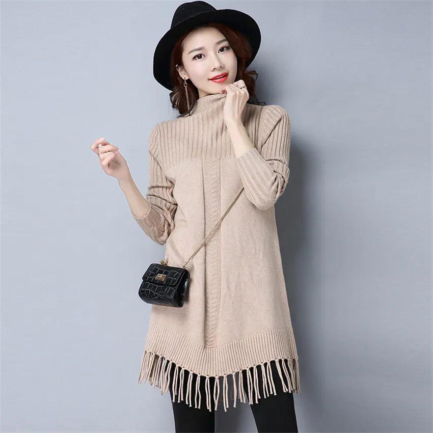 New Turtleneck Sweater Dress Women Autumn Winter Warm Thick Tassel Knitted Dresses Lady Slim Pullovers Vestidos Plus Size AB618
New Turtleneck Sweater Dress Women Autumn Winter Warm Thick Tassel Knitted Dresses Lady Slim Pullovers Vestidos Plus Size AB618