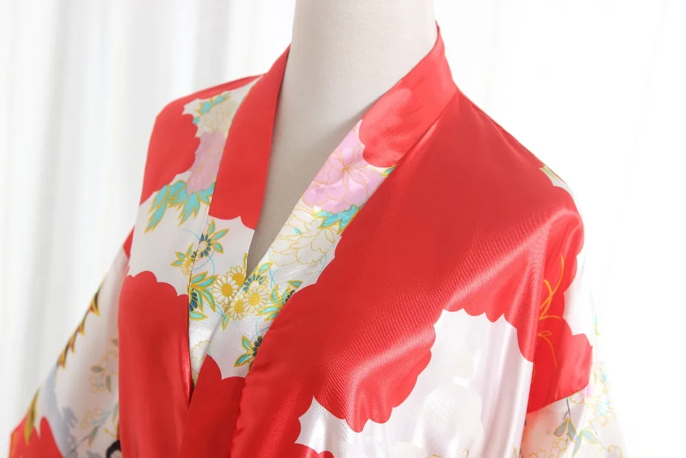 Шелковый атлас халаты для невесты платье матери халат Цветочные Халат кимоно