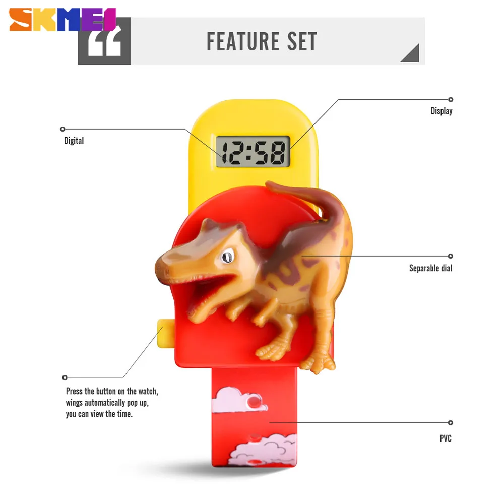 SKMEI Fashion Creative Dinosaur Shape Kids Watches Digital Children Wrist Watches For Boy Girl Gifts Montre Enfant
SKMEI Fashion Creative Dinosaur Shape Kids Watches Digital Children Wrist Watches For Boy Girl Gifts Montre Enfant