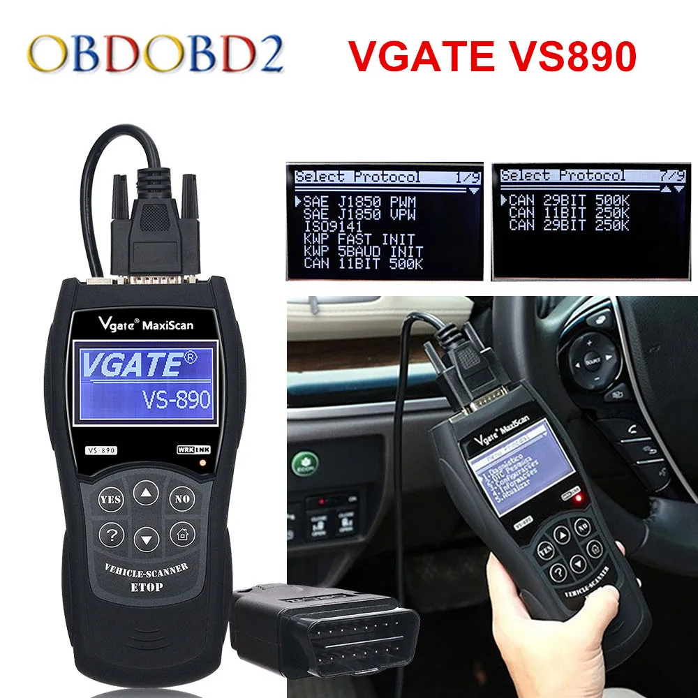 Считыватель кодов VGATE VS890 OBD2 универсальный сканер OBDII с многоязычной и