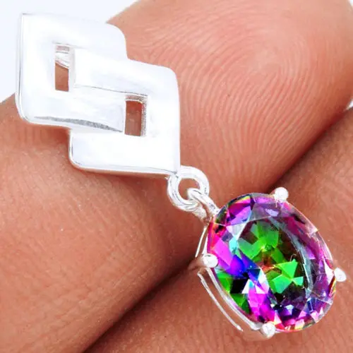 Hand make Genuine Mystic Topaz Pendant 100% 925 Sterling Silver, 29mm, 2.5g, AP0244
Hand make Genuine Mystic Topaz Pendant 100% 925 Sterling Silver, 29mm, 2.5g, AP0244