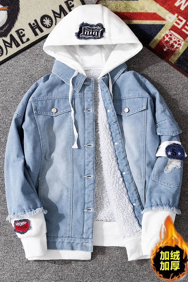 Men Winter Denim Jackets Hooded Loose Jean Coats New Male Light Blue Denim Coats Thicker Warm Casual Jean Jackets
Men Winter Denim Jackets Hooded Loose Jean Coats New Male Light Blue Denim Coats Thicker Warm Casual Jean Jackets
