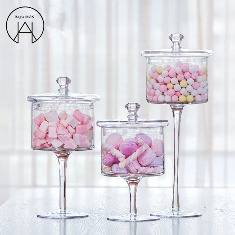 European high-grade glass candy jar transparent cover Storage bottle dust-proof glass cake dessert plate Wedding decoration
European high-grade glass candy jar transparent cover Storage bottle dust-proof glass cake dessert plate Wedding decoration