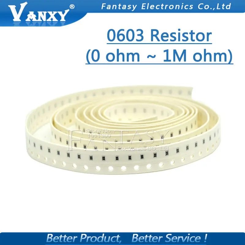 100 шт. 0603 SMD 1/8 Вт Резистор проволочного чипа резисторы 0 Ом ~ 10 м 0R 1K 4 7 K 4K7 10K 100K 1 220 330