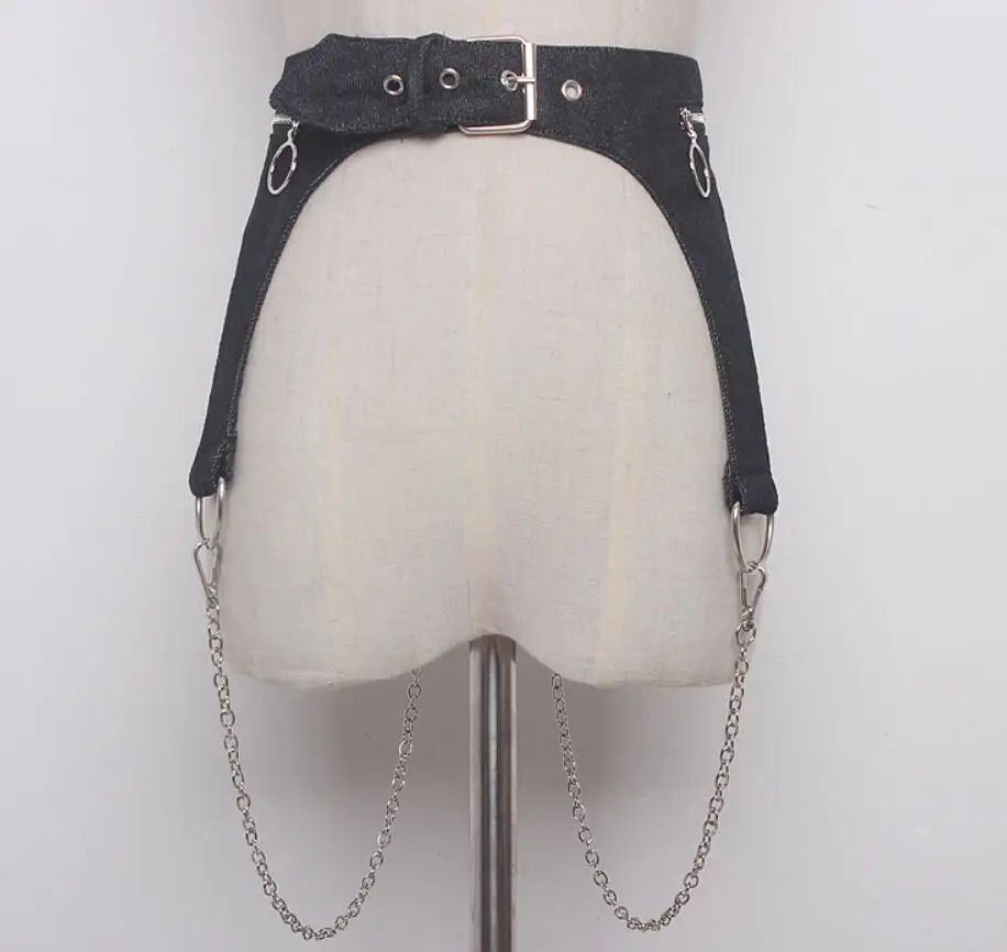 Женский винтажный Джинсовый пояс с цепочкой подиумный корсеты декоративный