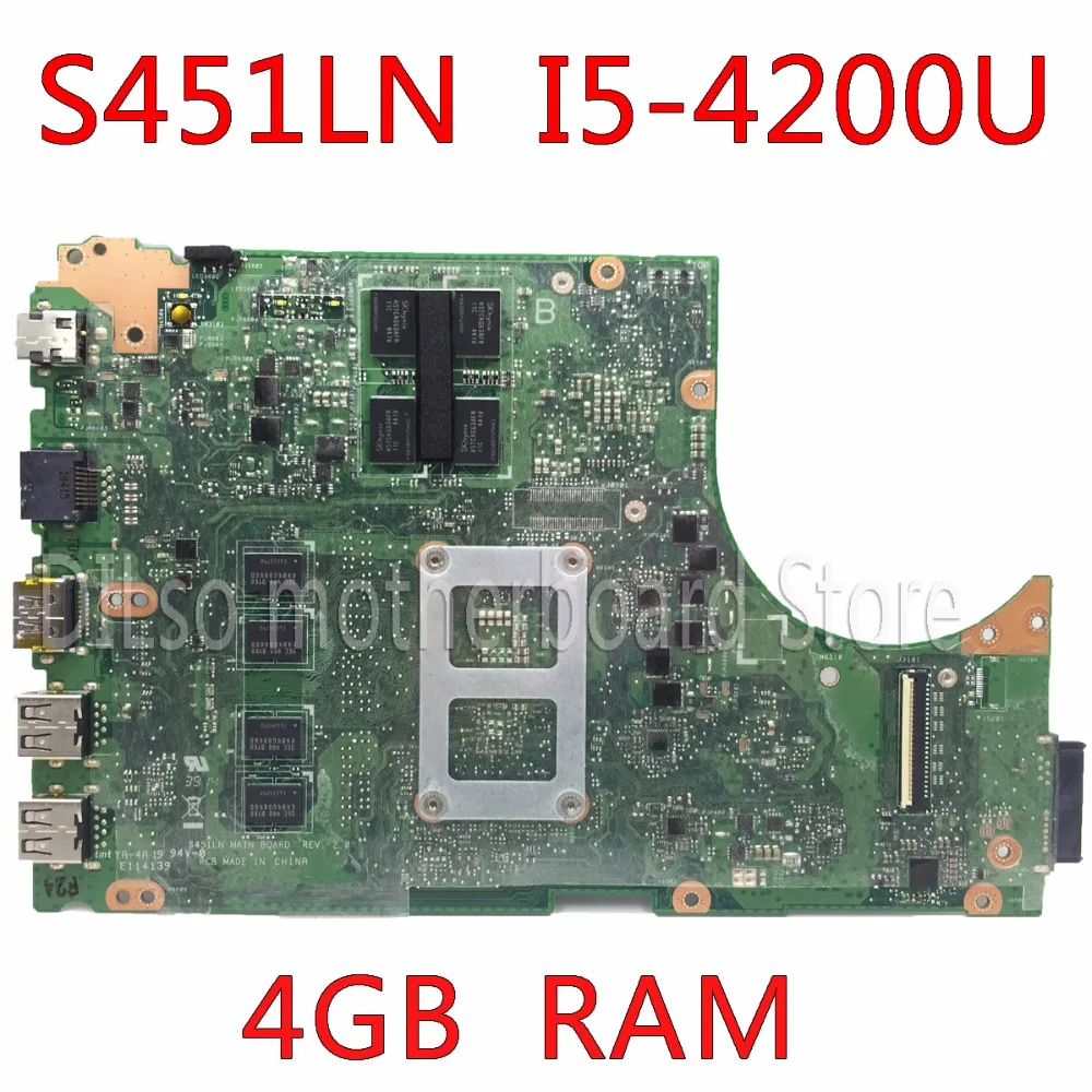 KEFU S451LN материнская плата для ASUS S451 S451L V451 V451L S451LB ноутбука I5-4200U 4 Гб RAM новая