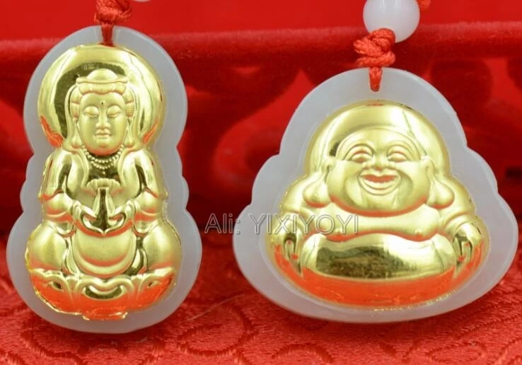 Natural White HeTian Jade + 18K Solid Gold Chinese Buddha GuanYin Lucky Amulet Pendant + Free Necklace fine Jewelry Certificate
Natural White HeTian Jade + 18K Solid Gold Chinese Buddha GuanYin Lucky Amulet Pendant + Free Necklace fine Jewelry Certificate