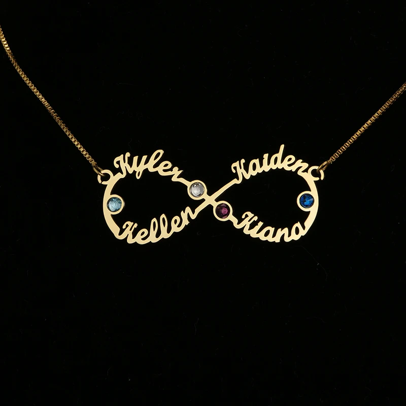 YAZI Unique Infinity Necklace With Four Name And Birthstone Personalized Name Pendant For Family Custom Infinity Jewelry Gift
YAZI Unique Infinity Necklace With Four Name And Birthstone Personalized Name Pendant For Family Custom Infinity Jewelry Gift