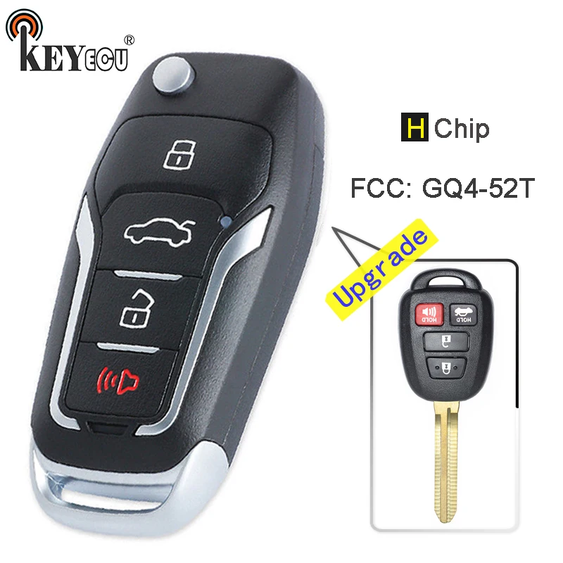 KEYECU H Chip FCC: GQ4-52T Upgraded Flip Folding 3+1 4 Button Remote Key Fob TOY43 for Toyota RAV4 Highlander 2014-2015 2016
KEYECU H Chip FCC: GQ4-52T Upgraded Flip Folding 3+1 4 Button Remote Key Fob TOY43 for Toyota RAV4 Highlander 2014-2015 2016