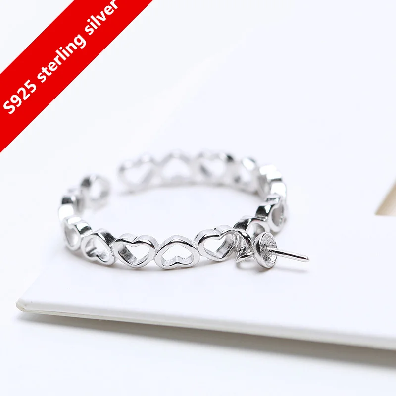 925 sterling silver Heart adjustable size pearl Open Size Adjustable Rings DIY Findings&Components Free shipping
925 sterling silver Heart adjustable size pearl Open Size Adjustable Rings DIY Findings&Components Free shipping