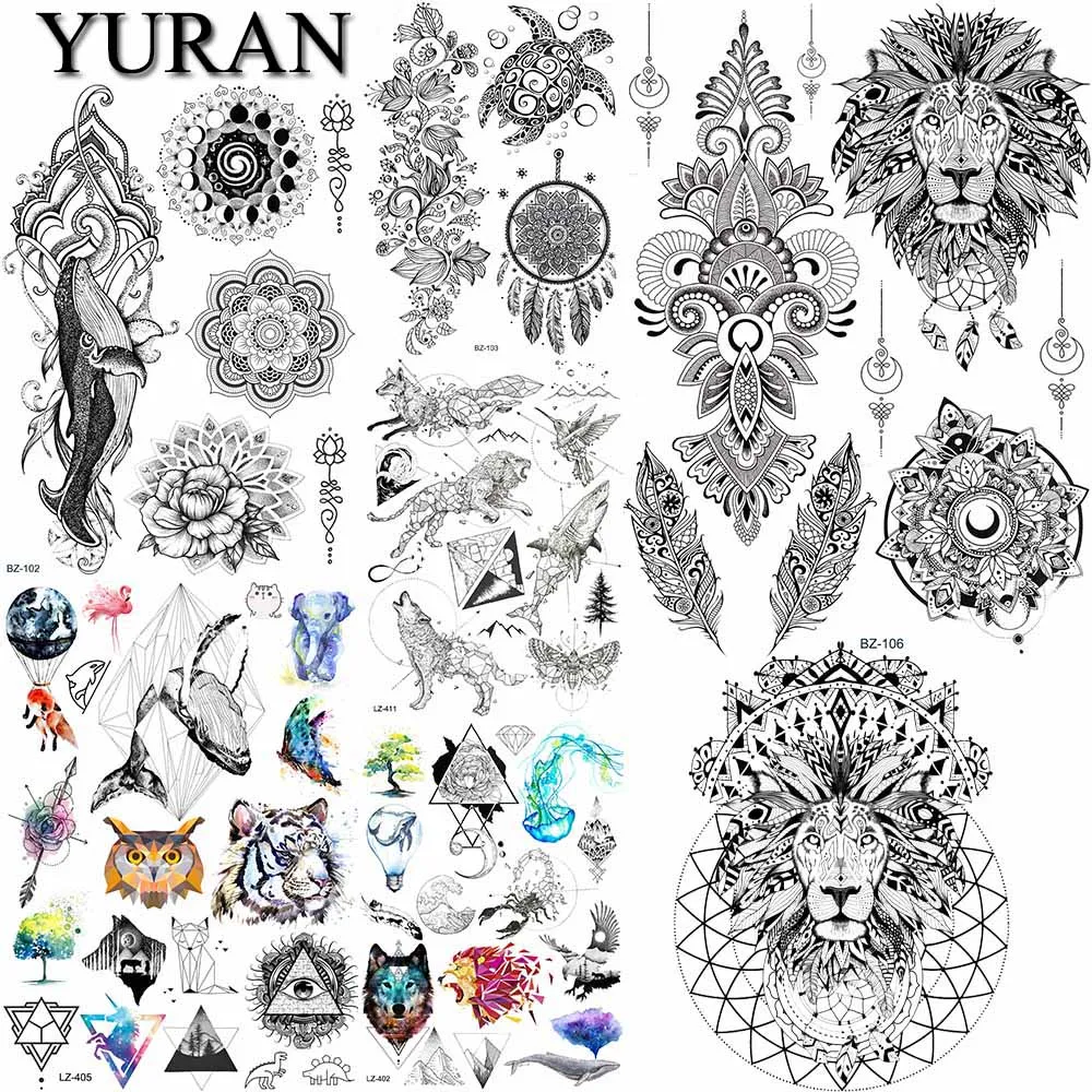 YURAN Sexy Whale Henna Flower Mandala Floral Tattoos Stickers Body Arm Chest Lion Tattoo Temporary Women Men Oceam Tatoos 3D Art
YURAN Sexy Whale Henna Flower Mandala Floral Tattoos Stickers Body Arm Chest Lion Tattoo Temporary Women Men Oceam Tatoos 3D Art