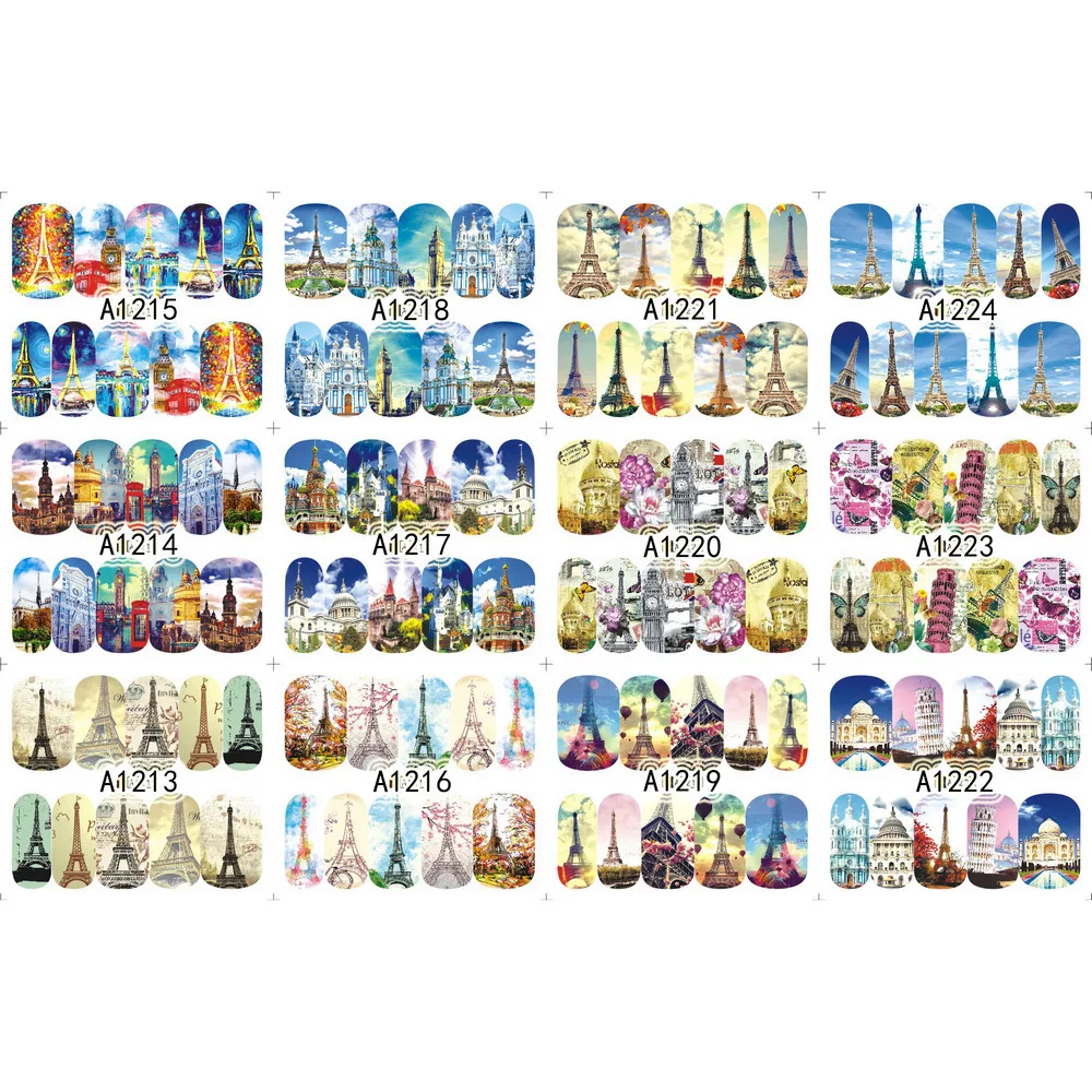 UPRETTEGO 12 PACKS / LOT NAIL ART BEAUTY WATER DECAL SLIDER NAIL TOWER ARCHITECTURE MANSION CASTLE A1213-1224
UPRETTEGO 12 PACKS / LOT NAIL ART BEAUTY WATER DECAL SLIDER NAIL TOWER ARCHITECTURE MANSION CASTLE A1213-1224