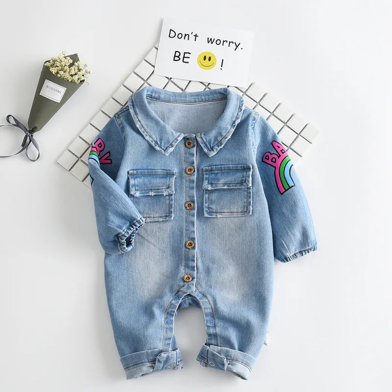 2017 denim baby boys romper baby jumpsuit cowboy turn-down collar long sleeve toddler boys clothes girls overalls blue rainbow
2017 denim baby boys romper baby jumpsuit cowboy turn-down collar long sleeve toddler boys clothes girls overalls blue rainbow