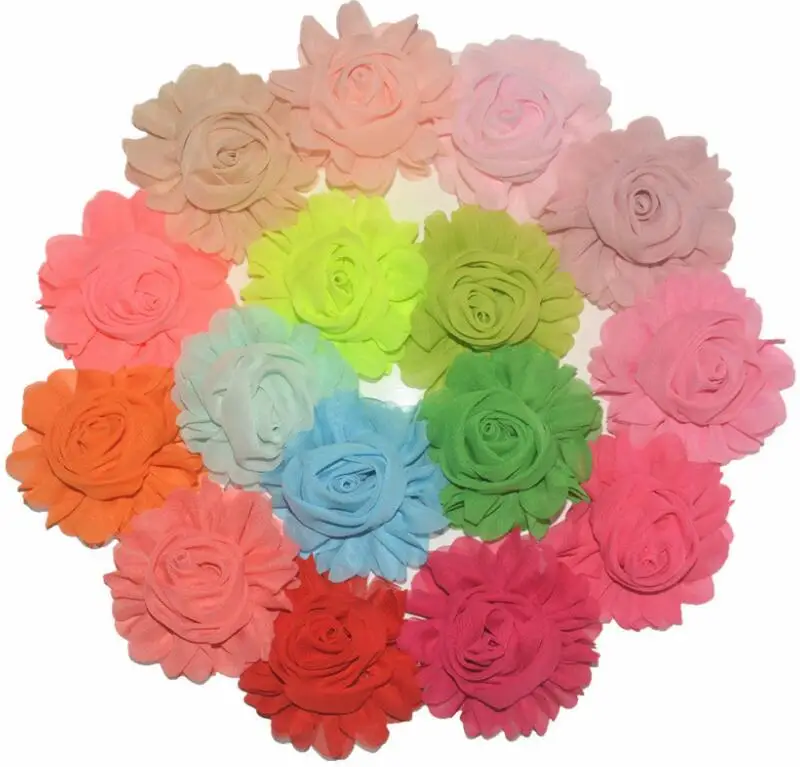 

3.0" 26colors Chiffon Rosette Flower for Girls Headbands Flat Back Kids Hair accessories 60PC/LOT