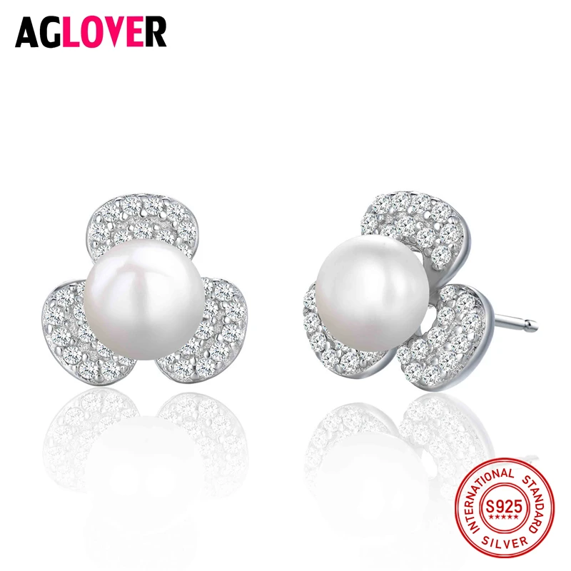 Leaf Clover 925 Sterling Silver Stud Earrings For Women Wedding Jewelry Pearl AAA Zircon CZ Earrings
Leaf Clover 925 Sterling Silver Stud Earrings For Women Wedding Jewelry Pearl AAA Zircon CZ Earrings