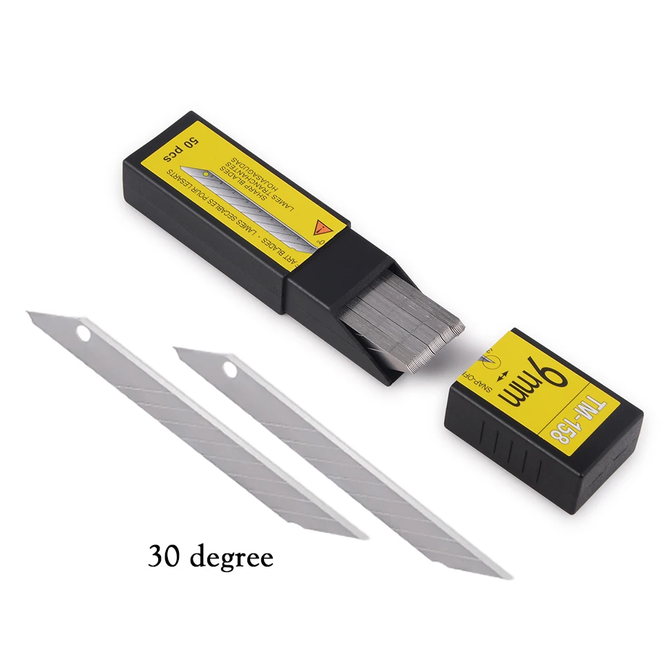 EHDIS 50PCS Vinyl Film Cutting Blades 30 Degree 9mm Carbon Steel Snap off Knife Blades Car Wrap Utility Knife Replacement Blade
EHDIS 50PCS Vinyl Film Cutting Blades 30 Degree 9mm Carbon Steel Snap off Knife Blades Car Wrap Utility Knife Replacement Blade