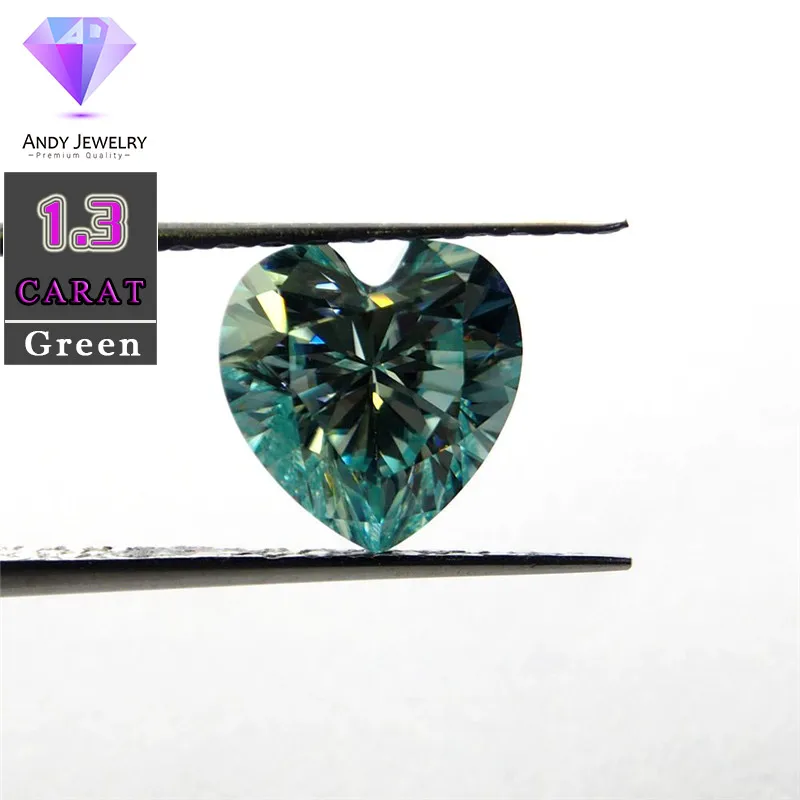 7.5*7.5mm 1.3 Carat Green color Moissanite heart Brilliant cut Sic material similar to diamond
7.5*7.5mm 1.3 Carat Green color Moissanite heart Brilliant cut Sic material similar to diamond
