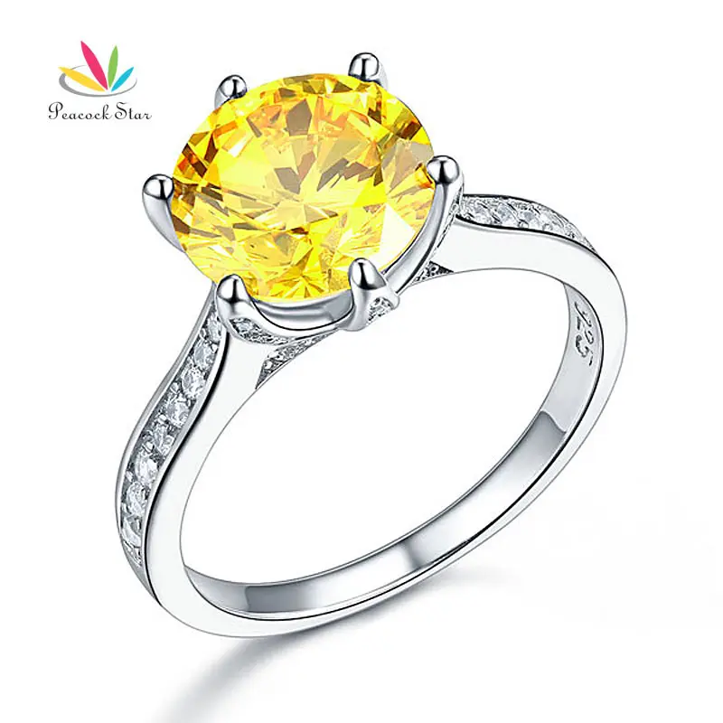 Peacock Star 925 Sterling Silver Bridal Promise Engagement Luxury Ring 3 Carat Yellow Canary Jewelry CFR8230
Peacock Star 925 Sterling Silver Bridal Promise Engagement Luxury Ring 3 Carat Yellow Canary Jewelry CFR8230
