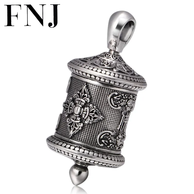 

FNJ 925 Silver Gawu Box Pendant Buddha Lotus Hang 100% Original Pure S925 Thai Silver Men Pendants for Women Jewelry Making