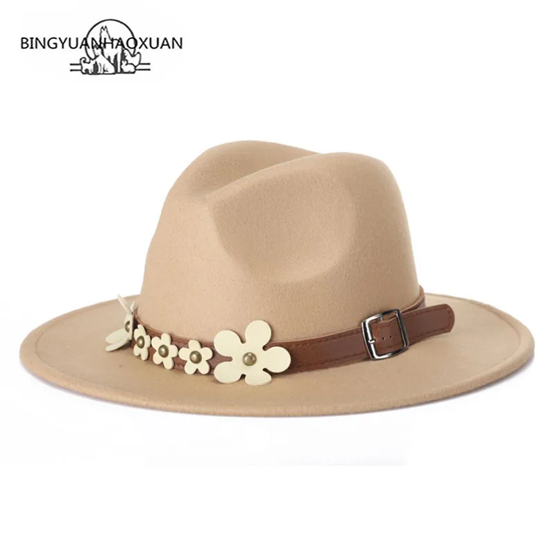 BINGYUANHAOXUAN 2018 New Wool Hat Feminino Fedora Hat Gentleman Woolen Wide Jazz Church Cap Panama Fedora Top Sun Hat For Women
BINGYUANHAOXUAN 2018 New Wool Hat Feminino Fedora Hat Gentleman Woolen Wide Jazz Church Cap Panama Fedora Top Sun Hat For Women