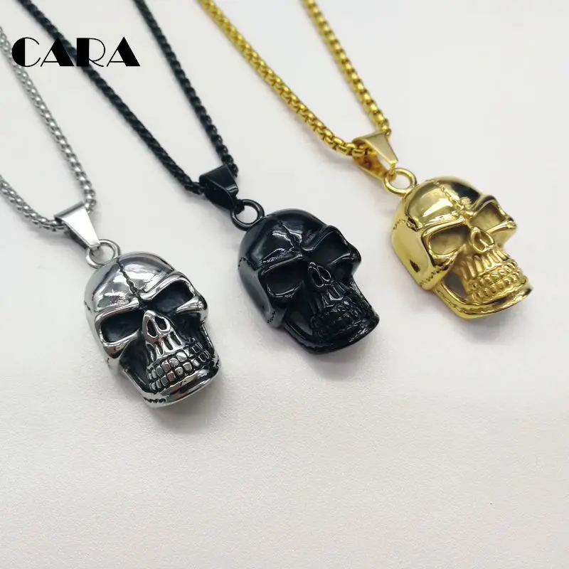 CARA New 3 colors Gothetic cracked skull necklace Plated 316L stainless steel skull pendant necklace jewelry fashion CARA0363
CARA New 3 colors Gothetic cracked skull necklace Plated 316L stainless steel skull pendant necklace jewelry fashion CARA0363