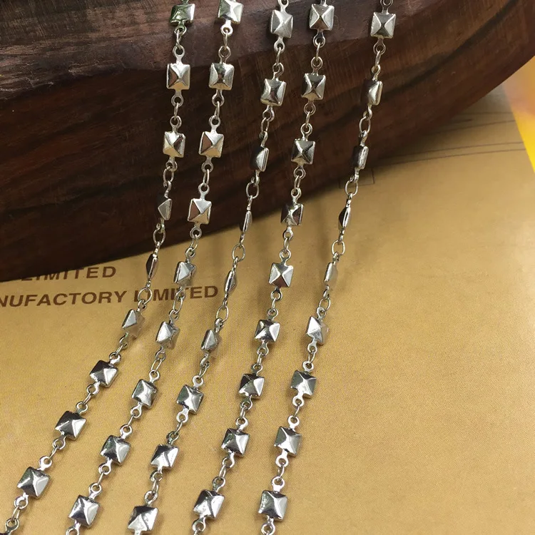 Whole Sales 4 Meters Square Rivet Design Link Handmade Chain For Making Necklace