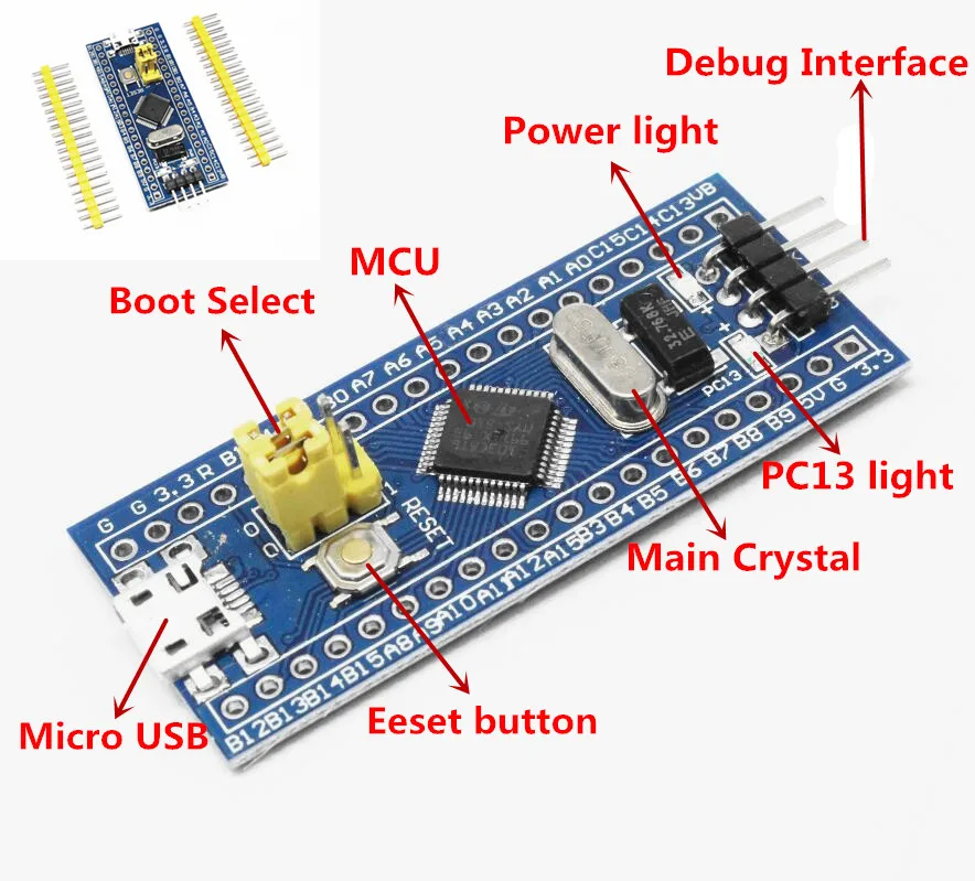 Фото Модуль платы разработчика минимальной конфигурации STM32F103C8T6 ARM STM32 для(Aliexpress на русском)