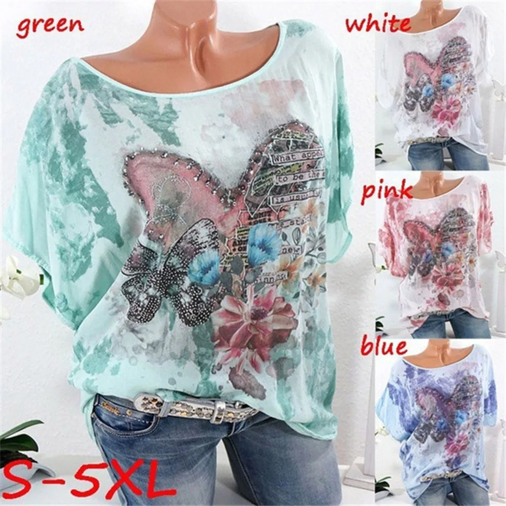 FREE OSTRICH Women Shirts Heart Shaped Butterfly Print O-Neck Tie Dyed Blue Temperament Elegant Summer Top Blouse Women Shirts
FREE OSTRICH Women Shirts Heart Shaped Butterfly Print O-Neck Tie Dyed Blue Temperament Elegant Summer Top Blouse Women Shirts