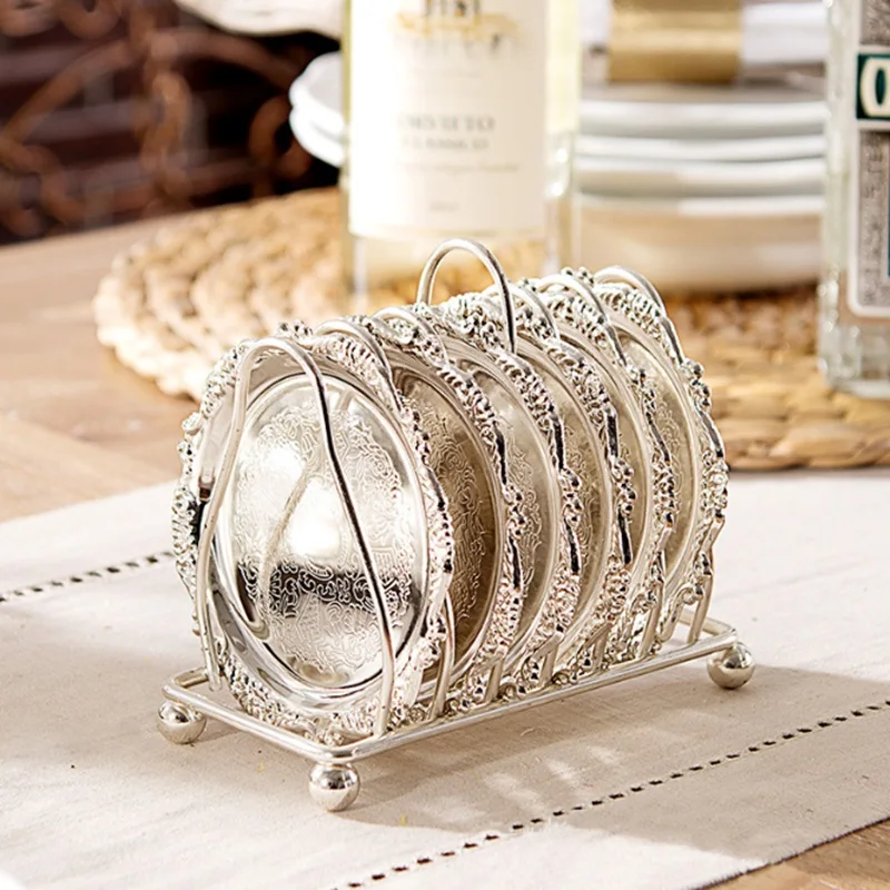 Top Quality Metal Cup Coaster Mug/glass Mat/Dessert Plate 6pcs/set Gold Silver Decoration European Style
Top Quality Metal Cup Coaster Mug/glass Mat/Dessert Plate 6pcs/set Gold Silver Decoration European Style