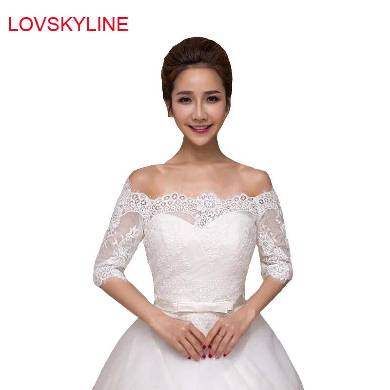 Elegant Ivory Embroidery Applique Lace Bridal Boleros Half Sleeve Boat Neck Style Wedding Jacket Capes Wedding Accessories
Elegant Ivory Embroidery Applique Lace Bridal Boleros Half Sleeve Boat Neck Style Wedding Jacket Capes Wedding Accessories