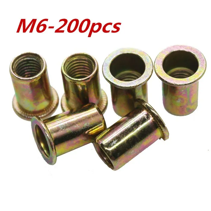 200Pcs/Lot M6 Threaded Carbon Steel Rivet Nut Flat head Rivnut Inserts Nut Free Shipping
200Pcs/Lot M6 Threaded Carbon Steel Rivet Nut Flat head Rivnut Inserts Nut Free Shipping