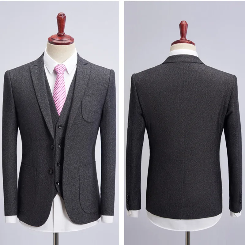 Loldeal Slim Fit Men Business Suit Solid Color Tweed Dark Grey Khaki Wedding 3 Piece Suit Casual Formal Groom Suit For Men M-4XL
Loldeal Slim Fit Men Business Suit Solid Color Tweed Dark Grey Khaki Wedding 3 Piece Suit Casual Formal Groom Suit For Men M-4XL