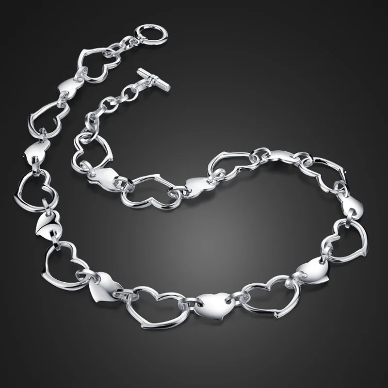 Romantic 925 Sterling Silver Necklace Female Heart-Shaped Design Solid Silver Necklace 14MM45CM Popular Jewelry Free Shipping
Romantic 925 Sterling Silver Necklace Female Heart-Shaped Design Solid Silver Necklace 14MM45CM Popular Jewelry Free Shipping