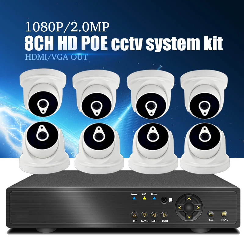

Камера видеонаблюдения YiiSPO, инфракрасная камера безопасности, 8 каналов, POE, 1080P, IP, 2 Мп, P2P, XMeye