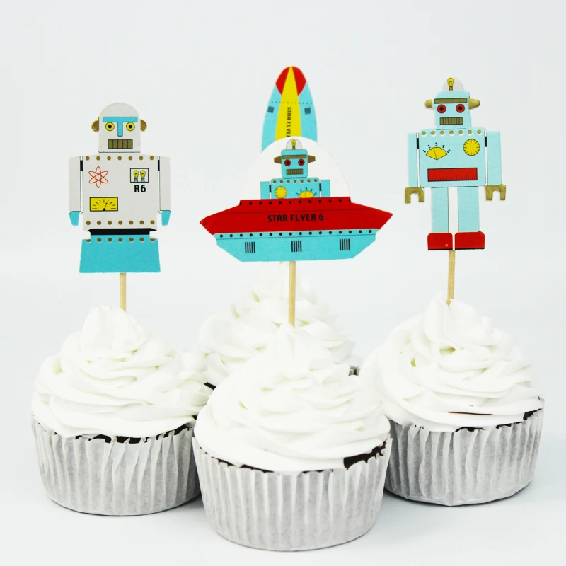 24pcs Robot Technology Theme Party Supplies Cartoon Cupcake Toppers Pick Kid Birthday Party Decorations
24pcs Robot Technology Theme Party Supplies Cartoon Cupcake Toppers Pick Kid Birthday Party Decorations