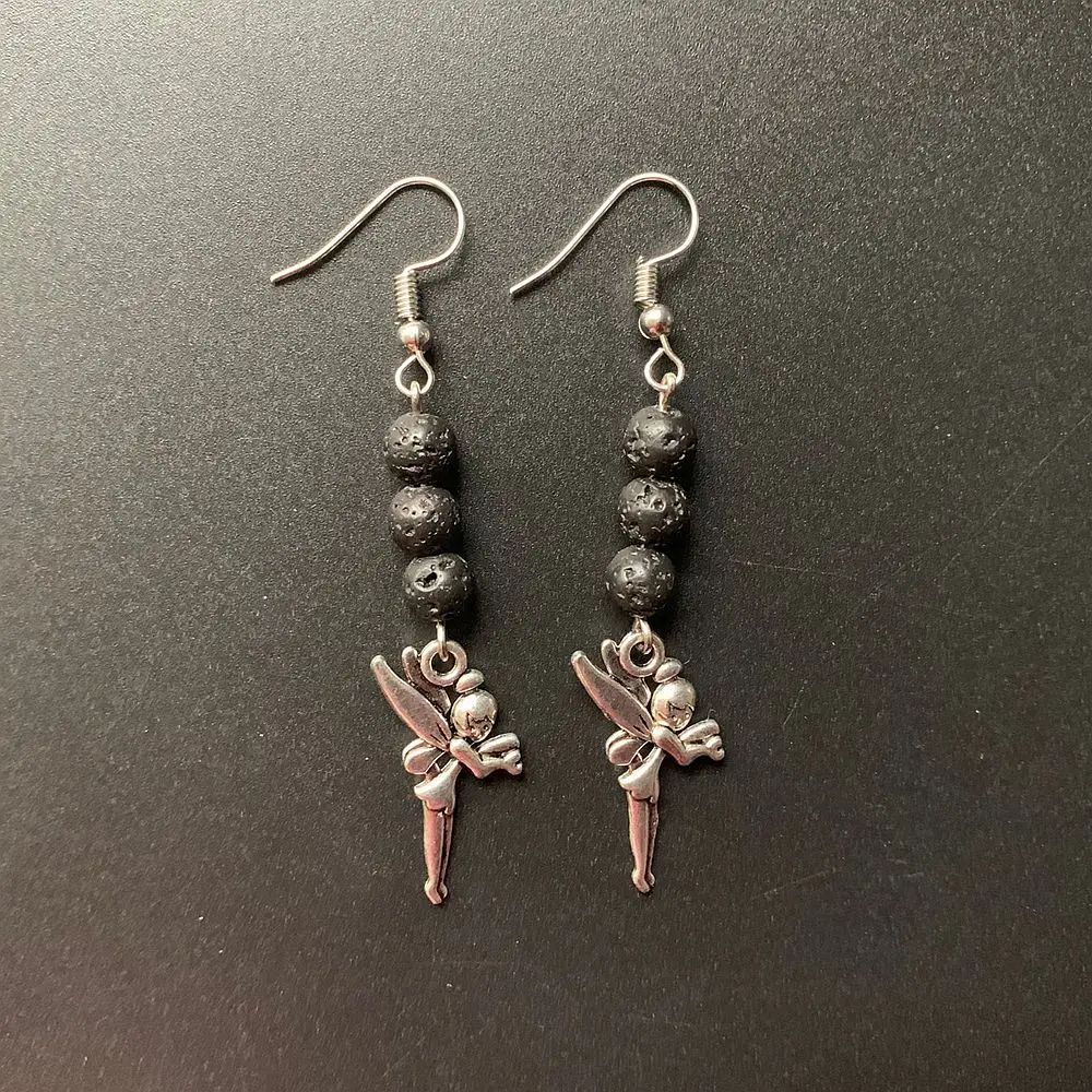Natural Lava Rock Stone Black Carved Sphere Ball Beads Tibetan Silver Fairy Figurine Pendant Earrings Drop 1 Pair
Natural Lava Rock Stone Black Carved Sphere Ball Beads Tibetan Silver Fairy Figurine Pendant Earrings Drop 1 Pair
