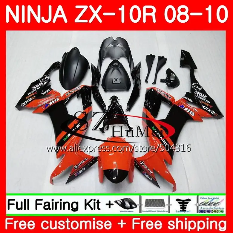 Bodywork For KAWASAKI NINJA ZX 10 R ZX10R Orange blk ZX1000C 18SH14 ZX 10R 08 09 10 ZX1000 ZX-10R 2008 2009 2010 Fairings kit
Bodywork For KAWASAKI NINJA ZX 10 R ZX10R Orange blk ZX1000C 18SH14 ZX 10R 08 09 10 ZX1000 ZX-10R 2008 2009 2010 Fairings kit